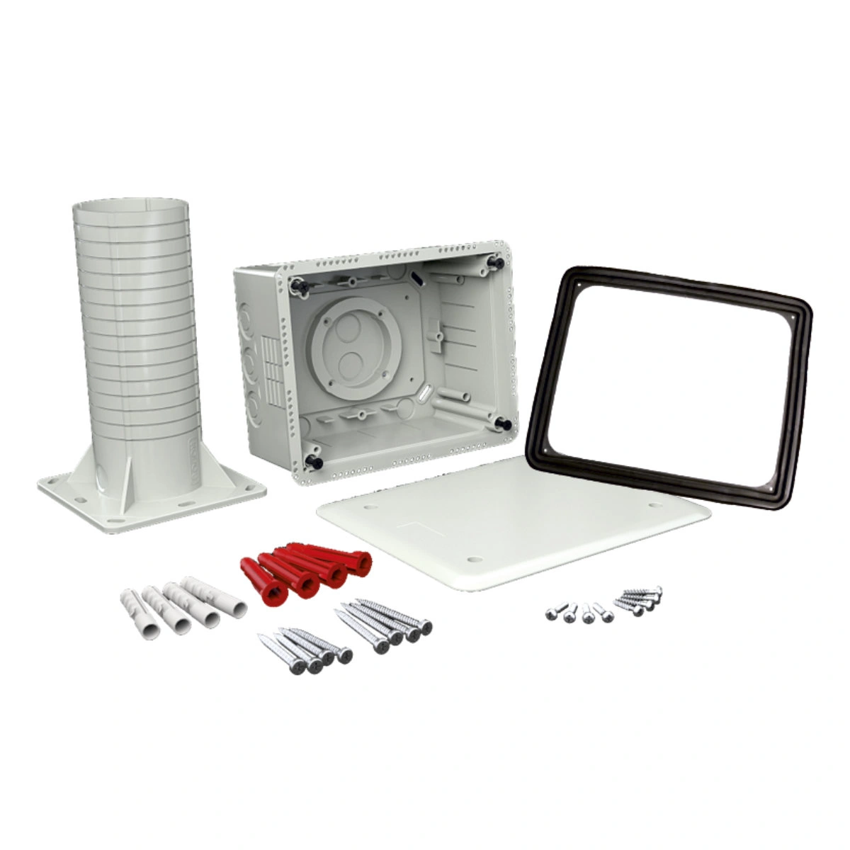 Puszka uniwersalna do dociepleń z tubusem nośnym oraz wiekiem