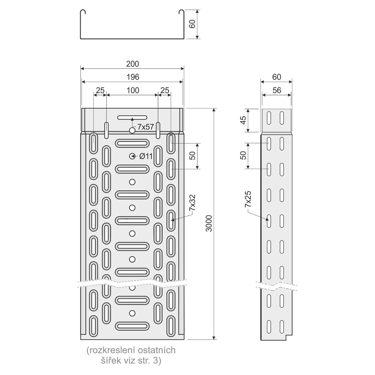 Korytko kablowe ze zintegrowaną złączką KZI 60x200x0,75 Magnelis® /3m/