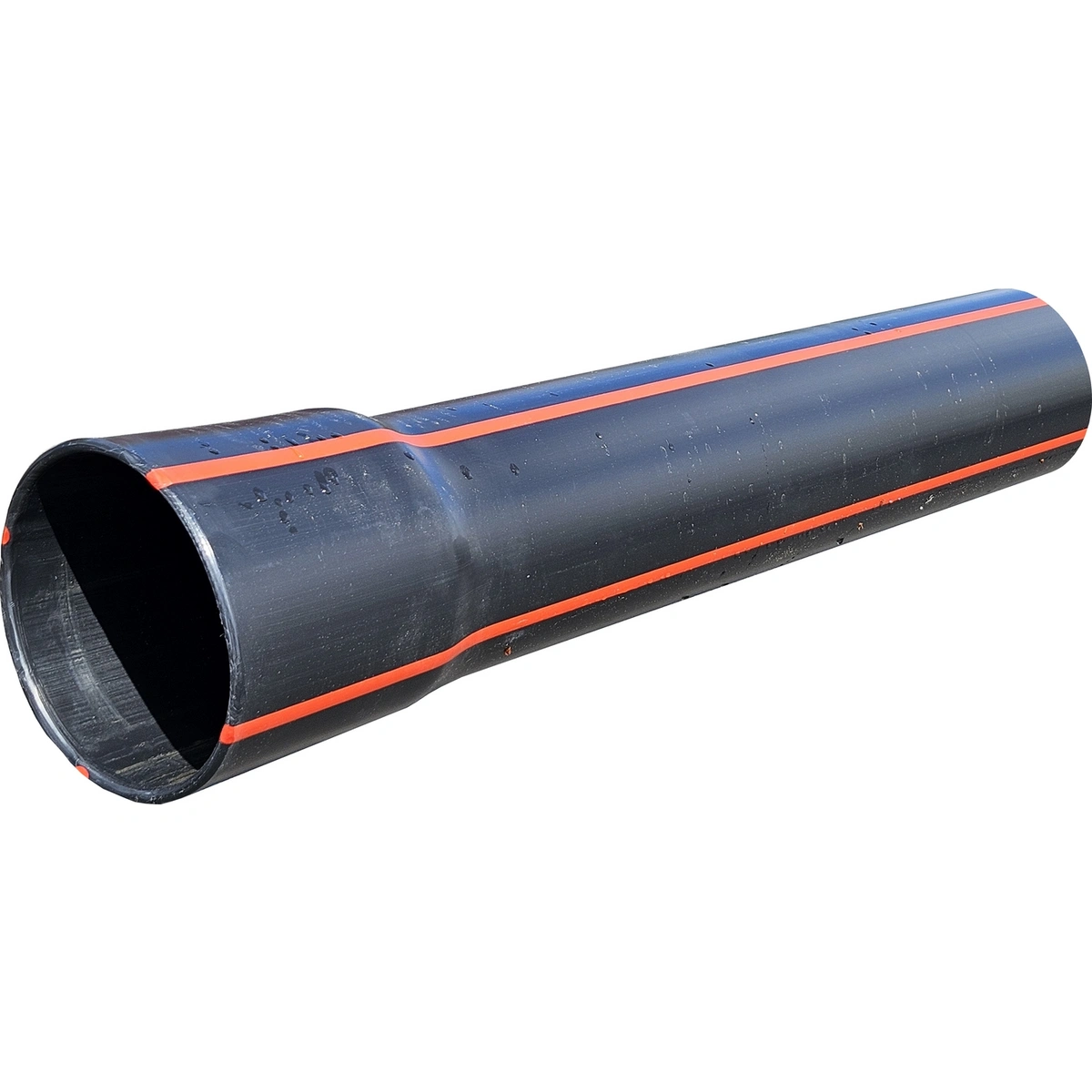 Rura osłonowa sztywna z kielichem RHDPE 160x8 czarna z czerwonym paskiem /6m/